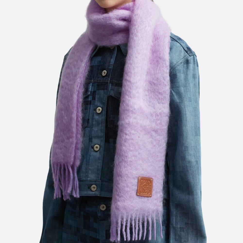 Loewe Mohair & Wool Scarf in Violet